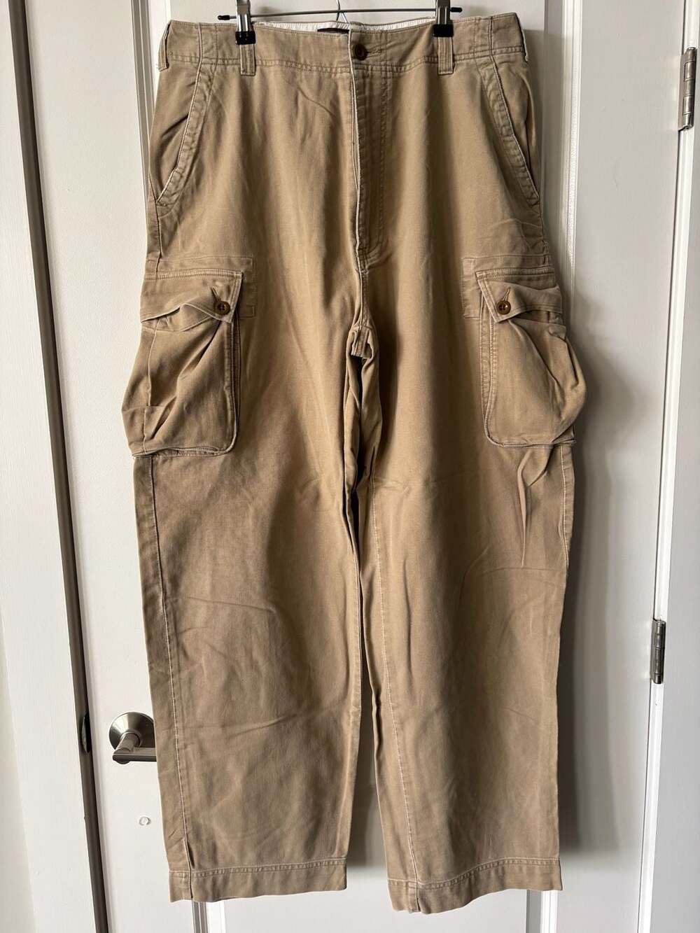 Abercrombie & Fitch Vintage Tan Cargo Pants Mens 34R Relaxed Cotton (circa 2000)